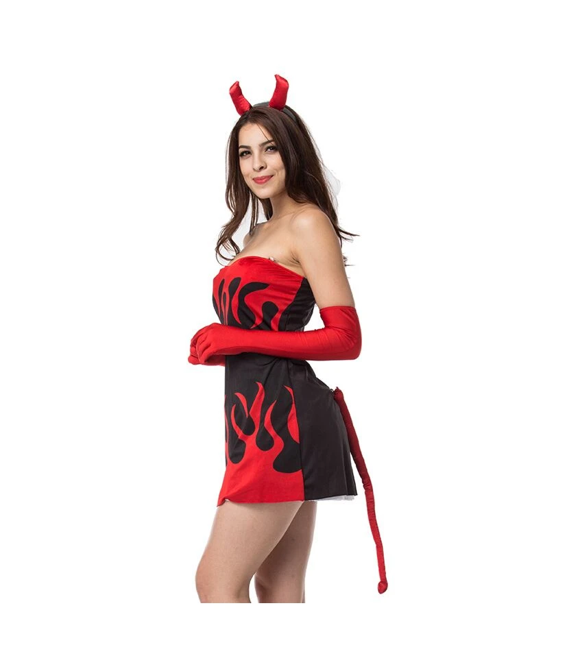 Halloween Vampire Devil Style Sexy Tube Mini Dress Wholesale Sets Clothing SON561841 - Image 5