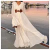 Chiffon Fashion Loose V-Neck Wood Ears Maxi Dress Wholesale Dresses SDV463983