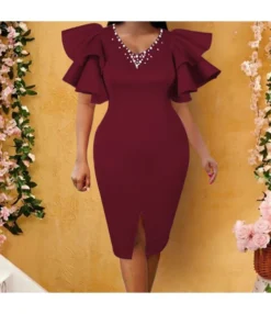 Wholesale Ruffled Hem Sleeve Bodycon Dress SD161707