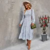 Floral Print Long Sleeve Casual Midi Swing Smocked Dress Wholesale Dresses SDN536739