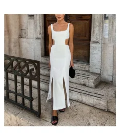 Temperament Niche Scheming Slit Suspender Banquet Dress Wholesale Dresses N462303280016498