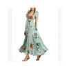 Printed Retro V-Neck Wide Hem Slit Design Wholesale Maxi Dresses Vacation Dress Trendy SD204093