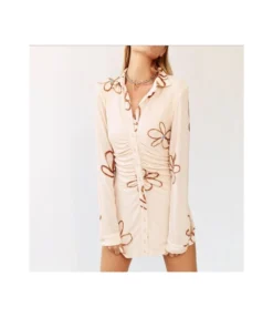 Printed Pleated Cardigan Shirt Dress SD160127