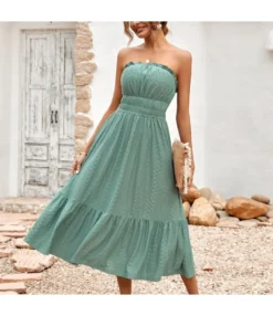 Casual Solid Color Corset Waist Swing Tube Top Dress Wholesale Dresses SDN539152