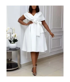 Sexy Short-Sleeved Deep V-Neck A-Line Hem Dress Wholesale Dresses V5923050500008