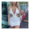 Sexy Halter Neck Wrapped Chest Hollow Bodycon Lace-Up Knit Dress Wholesale Dresses N5323030800039