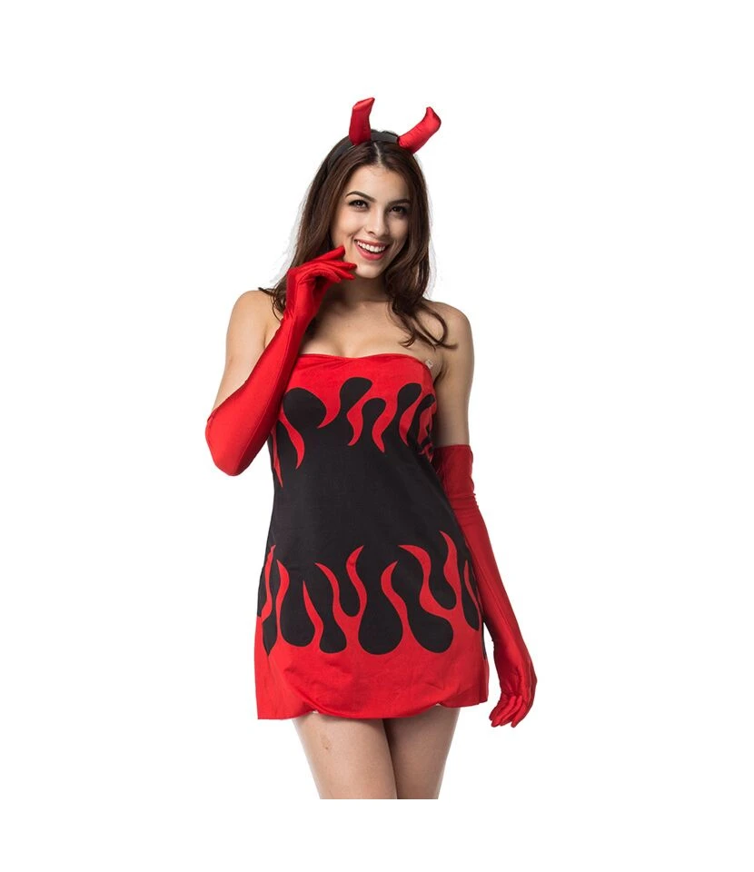 Halloween Vampire Devil Style Sexy Tube Mini Dress Wholesale Sets Clothing SON561841 - Image 3