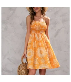 Summer Printed Sundresses Nipped Waist Casual Resort Slip Dress Wholesale Dresses SDN533574