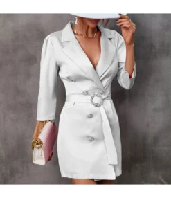 Fashion Solid Color 3/4 Sleeve Slim Blazer Dress Wholesale Dresses SDN536697