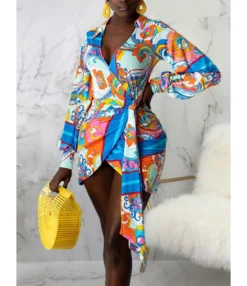 Long Sleeve V-Neck Bodycon Dress With Belt 210810705