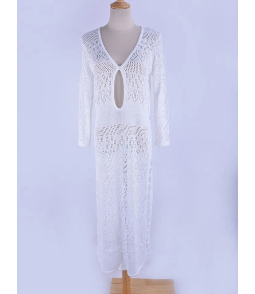 Good Design Knit Beach Wear Long Sleeve Dress Bikini Tunic 210817192 - Image 12