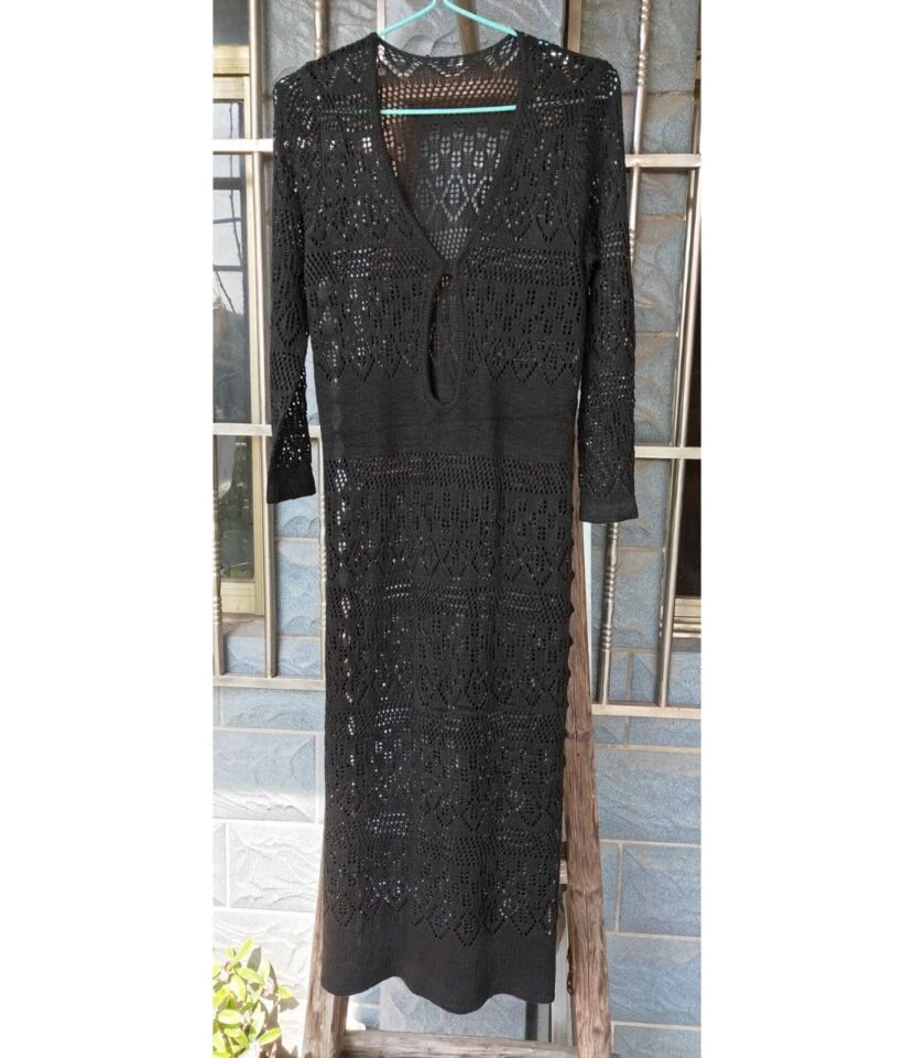 Good Design Knit Beach Wear Long Sleeve Dress Bikini Tunic 210817192 - Image 8