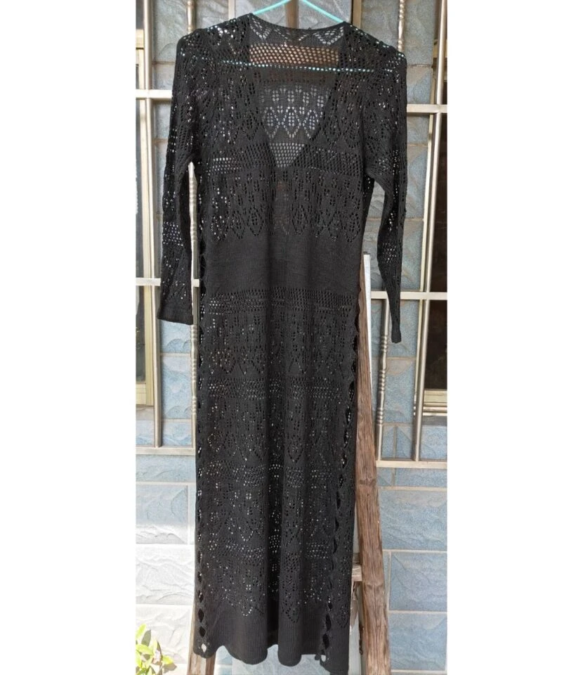 Good Design Knit Beach Wear Long Sleeve Dress Bikini Tunic 210817192 - Image 7