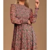 Long Sleeve Floral Ruffle Pleated Midi Dress Wholesale Women's Clothing Wholesale Dresses 210820398