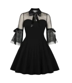 Solid Color Mesh Stitching Elegant Vintage Dress Wholesale Dresses SDN535477