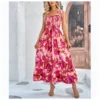Floral Print Tie-Up Waist Sleeveless Strappy Long Dress Wholesale Dresses SDN539992