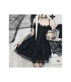 Dark Gothic Princess Style Jacquard Suspender Temperament A-Swing Dress Wholesale Dresses SDV464492