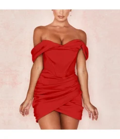 Sexy Off-Shoulder Sheath Pleated Fishbone Bodycon Mini Dress Wholesale Dresses SDN561262