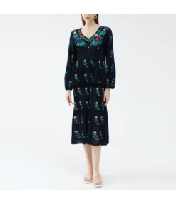 Vintage Flower Printed Loose Pleated Cake Dress Wholesale Dresses N5923082300002