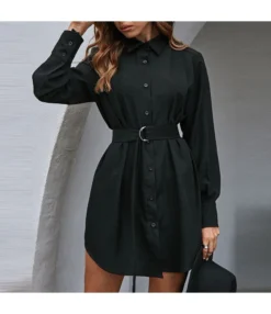 Solid Button Down Shirt Mini Dress T Shirt Dress Wholesale SD080125