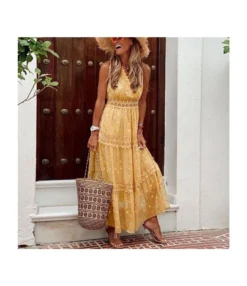 Polka Dot Print Lace Stiching V-Neck Chiffon Slip Swing Dress Sexy Sundresses Trendy Wholesale Maxi Dresses SD531742