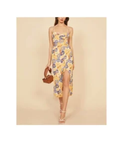 Strap Shoulder Printed Hem Slit Sexy Sling Floral Dress Wholesale Dresses SDN539928