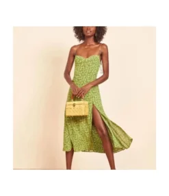 Floral Print Lace-Up Side Slit Sling Chiffon A-Line Chic Dress Sexy Wholesale Dresses SDN580389