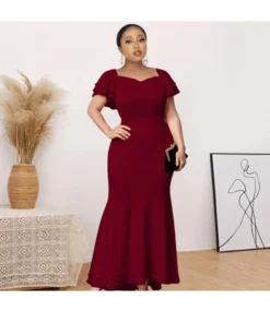 Vintage Wholesalers U-Neck Flounce Sleeves Slim Beaded Evening Dress SD180534