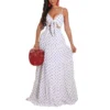 Polka Dot Print Bowknot Sundresses Cutout Sling Smocked Dress Sexy Wholesale Maxi Dresses SDN533158