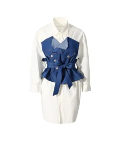 Fashion Denim Tube Top Stitching Shirt Fake Two-Piece Dress Wholesale Shirt Dresses SD5117727
