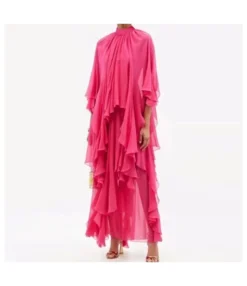 Stand Collar Fashion Layered Chiffon Dress Wholesale Maxi Dresses SDN534876