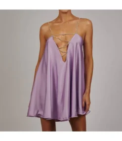 Solid Color Rhinestone Chain Sundresses Sling V-Neck Open Back Satin Dress Party Sexy Wholesale Mini Dresses SDN532986