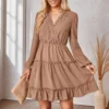 Casual V-Neck Long Sleeve Jacquard Swing Lace Dress Wholesale Dresses SDN535898