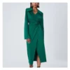 Satin Suit Collar Long Skirt Slit Design Ladies T Shirt Dress Wholesale St Patricks Day SD202101