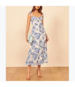 Strap Tie-Up Ruffled Swing Vintage Floral Dress Wholesale Dresses SDN533779