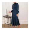Stand Collar Long Sleeve Elegant Cutout High Waist Satin Dress Wholesale Dresses SDN535500