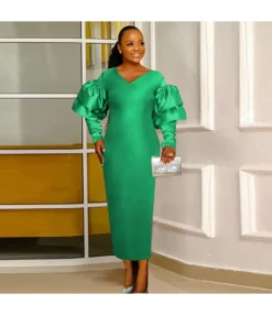 Wholesale Clothing Distributors Christmas V-Neck Flounce Sleeve Party Women'S Dress SD180533