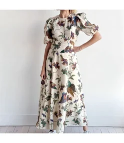 Fashion Bird Print Short Sleeve Round Neck Dress Wholesale Dresses N5923080800049