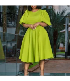 Temperament Bubble Sleeve Waist A-Line Hem Dress Wholesale Dresses V5923050500006