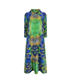 Casual Peacock Print Lapel Long Sleeve Dress Wholesale Dresses N5923082300013