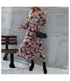 Fashion Floral Print Temperament Long-Sleeved Dress Wholesale Dresses N5323032800251Dresses View All