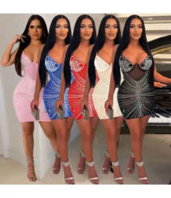 Nightclub Sexy Hot Drill Suspender Dress Wholesale Dresses V5923031800122