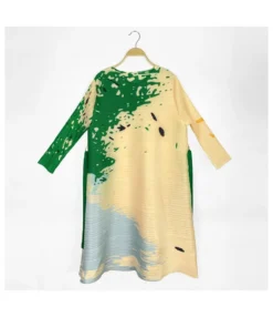 Fashion Printed Round Neck Long Sleeve Pleated Dress Wholesale Dresses N5923082300015