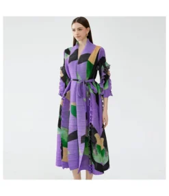 Loose Hem High Stretch Pleated Printed Dress Wholesale Dresses N5923082300003