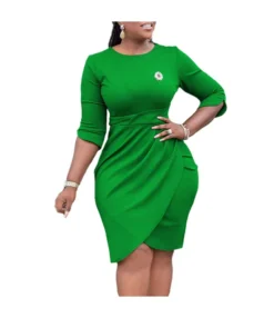 Elegant Short Sleeve Flower Decorated High Waist Pleated Dress Wholesale Dresses V5923050300073