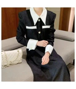 Long-Sleeved Contrast Color Temperament Slim Dress Wholesale Dresses N4623060300004