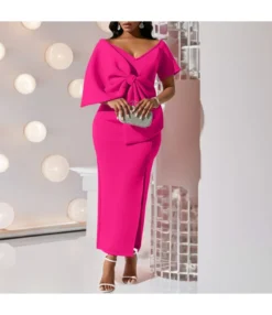 Sexy Big Bowknot Split Gown Wrap Hip Dress Wholesale Dresses N5923080800092