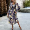 Fashion Printed Long Sleeve V-Neck Dress Wholesale Dresses V5923071700113