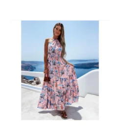 Off Shoulder Holiday Dress Backless Boho Wholesale Maxi Dresses For Women SD230035