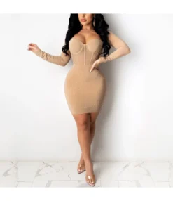 Sexy See-Through Low Cut Dress Hot Drill Nightclub Bodycon Wholesale Dresses SD95638